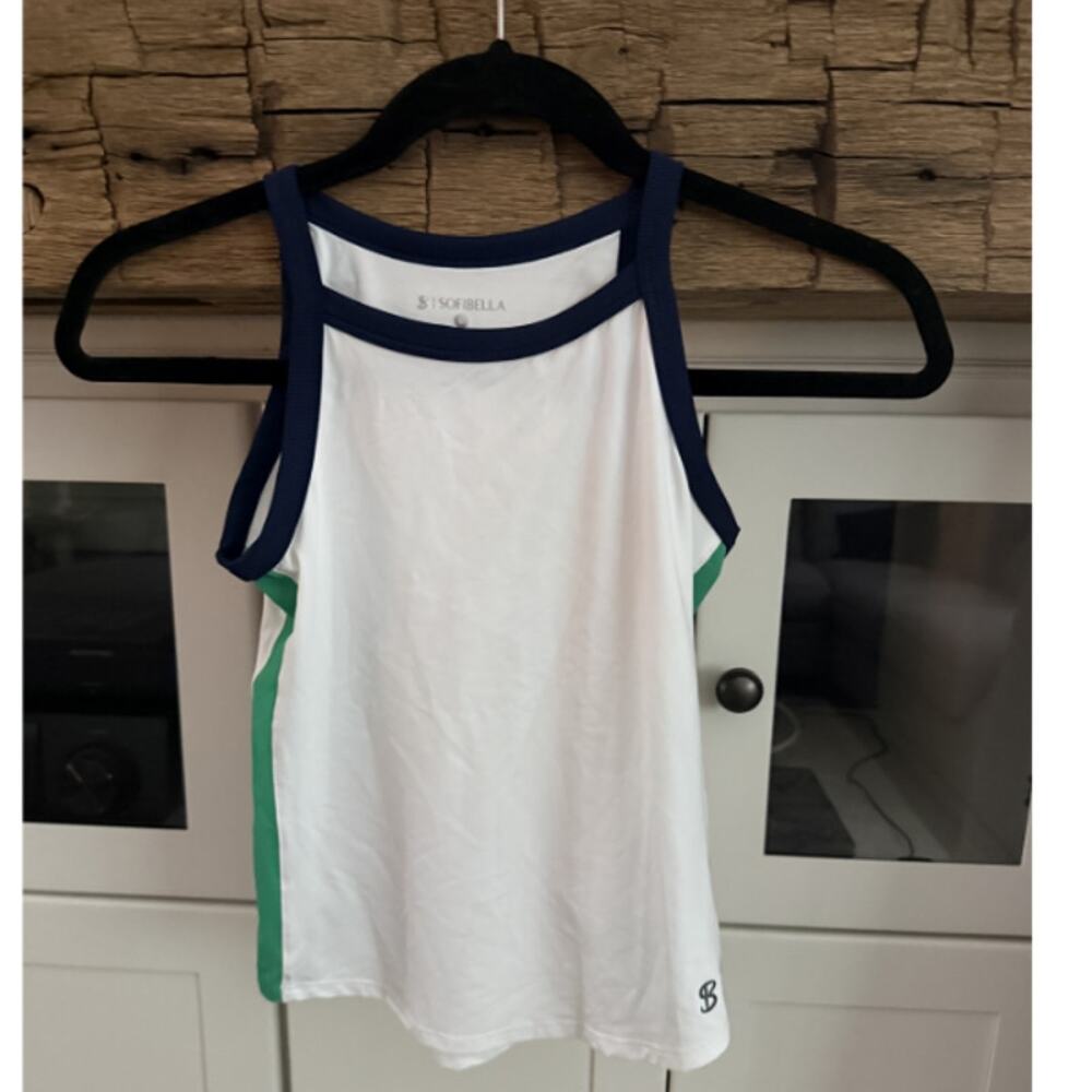 Sofibella Girls Junior Tennis Tank Top Color Block White Navy Sz M